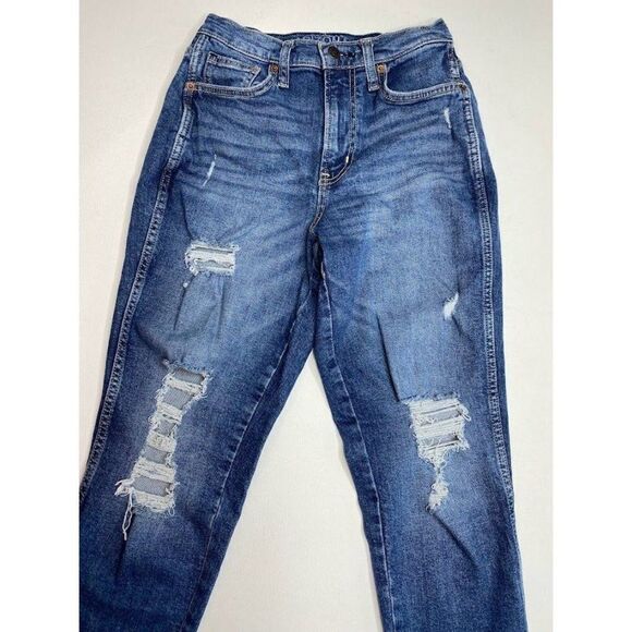 Juniors ARIZONA Highest Rise MoM Denim Ripped Distressed Jeans Sz 1 - Picture 3 of 10